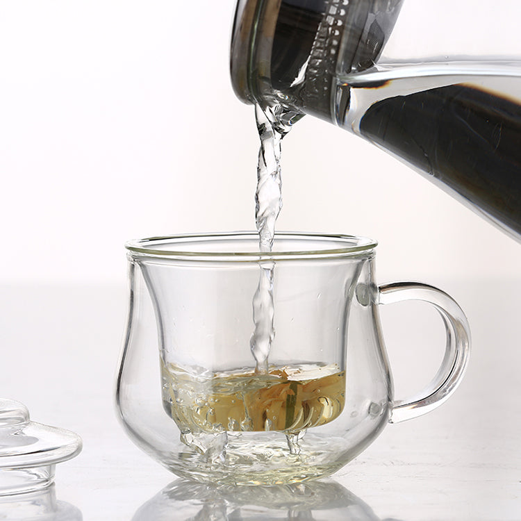 Glass Infuser Mug with Strainer and Lid - 100% Glass